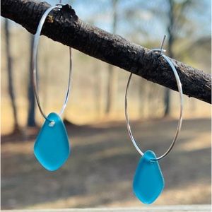 Vintage sea Glass Hoop Earrings